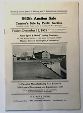 Mystic CT Stonington CT  1922 AUCTION CATALOG Allen Spool & Wood Turning Co RARE picture