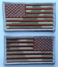US Army MultiCam Flag EMROIDERED Reversed HOOK 2 pc PATCH  picture