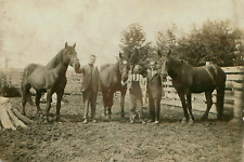 Vintage RPPC Photo of 3 Men and Their Horses **Trimmed Postcard