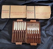 VTG 50s Stanley Deluxe Steak Forks/Knives Sets W/Trays/Boxes~Lucite Handles~MCM picture