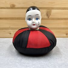 Vintage French Porcelain Head Crying Clown PIN CUSHION Sewing Seamstress picture