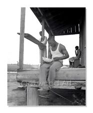 Black Sharecropper Eating a Meal c1940s - African American - Vintage Photo Print picture