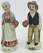 Vintage Grandma & Grandpa Farm Couple Porcelain Figurines 4.5 tall picture