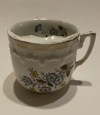 Vintage Porcelain Mustache Mug Cup w/ Blue & Yellow Flowers Gold Speckled Trim picture