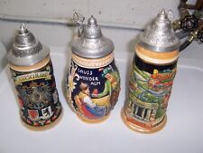 Vintage German Beer Mug Gruss Vonder Alm Stein Pewter E Schborn 24K Gold picture