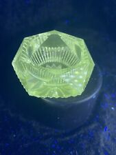 VTG Manganese Clear Glass UV Salt Cellar Hexagon Star Ribbed Glows Like Uranium picture