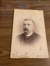 Antique Cabinet Card Photo Frank R Trace, Warsaw IN , Mustache man in suit picture