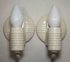 Antique Porcelain Sconce Pair Vtg Light Fixture Art Bathroom Rewired USA #F14 picture