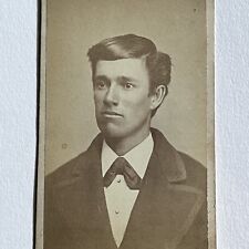 Antique CDV Photograph Handsome Young Man Photo Car Man On Wheels Poem On Back picture