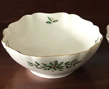 Set (2) HTF OLDER LENOX HOLIDAY Footed Centerpiece 10” Bowls. Scalloped Edges. picture