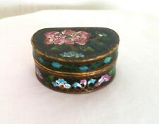 Vintage Flowered Cloisonne Enameled Hinged Pill/Snuff Box picture