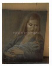 FOUND PHOTOGRAPH Of A Painting MOTHER AND CHILD Woman Baby ORIGINAL Color 04 23 picture