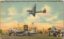 Vintage OH Postcard Lunken Airport American Airlines Airplane Cincinnati 1948 picture
