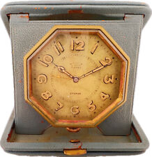 Vintage Eterna 15 Jewel Mechanical Travel Alarm Clock Swiss Made Octagonal Runs picture