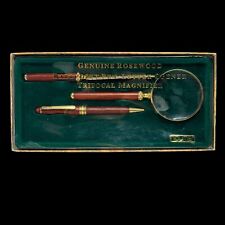 Genuine Rosewood Ball Point Pen, Letter Opener, Trifocal Magnifying Glass picture