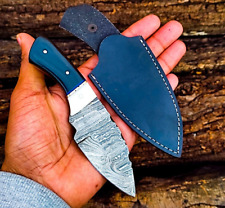 Damascus Steel Fixed Blade Knife Custom Handcrafted Mini Skinner KNIFE W/SHEATH picture