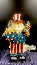 7.”1/2 Vtg Lamp Christmas in July Uncle Sam Santa Stars & Stripes 4th of July picture