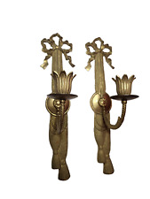 Vintage Hollywood Regency Brass Wall Candle Sconces- a Pair picture