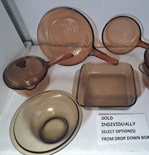 Vision Corning Ware  Amber Glass/ 2 Pyrex Smokey  Brown -  Sold Individually picture