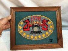 Vintage Bicentennial 13 Star With Liberty Bell 1776 Cross Stich Wall Art Framed picture