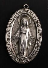 Vintage CHAPEL Sterling Silver  RELIGIOUS CHRISTIAN MARY 1830 Medal, Pendant. picture