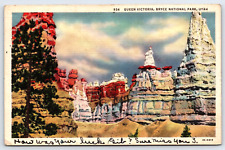Bryce National Park UT-Utah, Queen Victoria, Antique Vintage 1935 Post Card picture