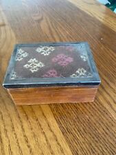 Antique Pre-Columbian Textile Framed Lid to Hand-Carved Rosewood box picture