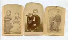 3 Trimmed CDV Photos Children Pair of Girls Pair of Boys and Single Boy Ionia MI picture