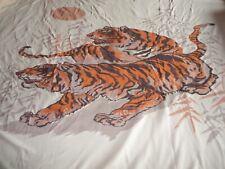 Vtg 70s Fabric for a Bedspread or a Quilt Top Orange-Tan Tiger Print 58