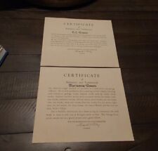 2 WWII Homefront Certificates Husband & Wife Truck Driver/ Salvage Collector  picture