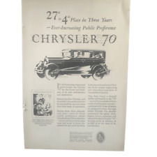 Vintage 1927 Chrysler 70 Increasing Public Performance Ad Advertisement picture