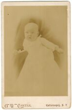 Circa 1880'S Cabinet Card Adorable Baby Long White Dress Carter Cattaraugus, NY picture