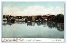 1907 Wolfeboro NH Greetings Postcard Lake City Buildings Undivided picture