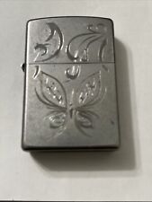2010 ZIPPO CIGARETTE LIGHTER ENGRAVED BUTTERFLY Silver  picture