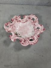 Vintage Porcelain Victorian Bride's Bowl Basket Pink With Flower picture