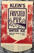 Water Ice Bag Snack 1940s Klein's Frosted Pop Cowboys NOS Vintage Original picture