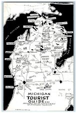 c1940's Michigan Tourist Guide Map Unposted Vintage RPPC Photo Postcard picture
