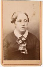 ANTIQUE CDV CIRCA 1870s S.L. PLATTS OLDER LADY IN DRESS MARENGO ILLINOIS picture