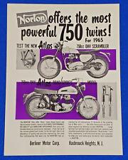 1965 NORTON 750cc MOTORCYCLE ATLAS TWIN ROAD/SPORT & SCRAMBLER ORIGINAL PRINT AD picture