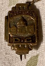 Turn of Century Pin WASHINGTON D C  J.D. Polluck Co Chicago 7/10” W/ Chain Pin picture