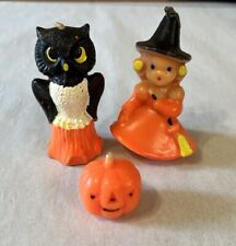 Vintage 1960s & 1970s Gurley Candles Halloween Spooky Owl & Pumpkin  & Witch picture