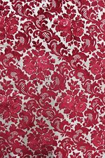2 2/3 YDS VINTAGE RED & WHITE CUT VELVET 1970 Victorian French Upholstery Fabric picture