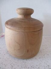 CANISTER, TREENWARE, WITH LID CARVED WOOD, HAWTHORN, SIGNED NF 4.5