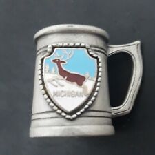 Thimble FORT Pewter Beer Stein Miniature Michigan Buck in the Snow Thimble Size picture