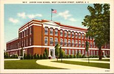 Vtg Sumter South Carolina SC Junior High School 1930s Linen View Postcard picture