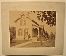 About 1892 CABINET CARD, family on the farm, child with tricycle, 4 3/4 x 3 3/4 picture