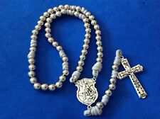 Archangel St Michael Paracord Stainless Steel Rosary Gray Silver Tone 8mm picture