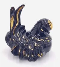 Vintage Ceramic Pottery Black And Gold Chicken Hen MCM MID CENTURY MODERN  picture