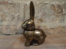 Vintage Brass Rabbit Bunny Paperweight Figurine Sculpture Patina picture