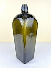 Antique 1870’s-1880’s Olive Green Case Gin Bottle Applied Lip 10.5” Primitive picture